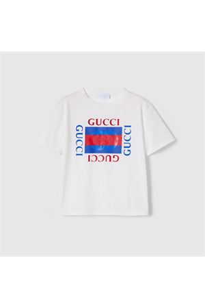T-shirt bambino in cotone con stampa GUCCI KIDS | 575114XJHO89214